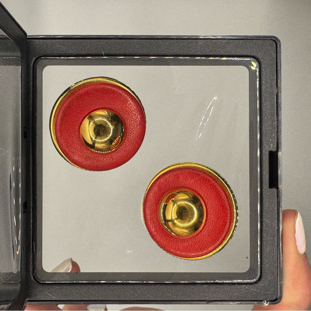 Hermes Leather and Gold Clip-On Earrings - SUPER RARE!!!